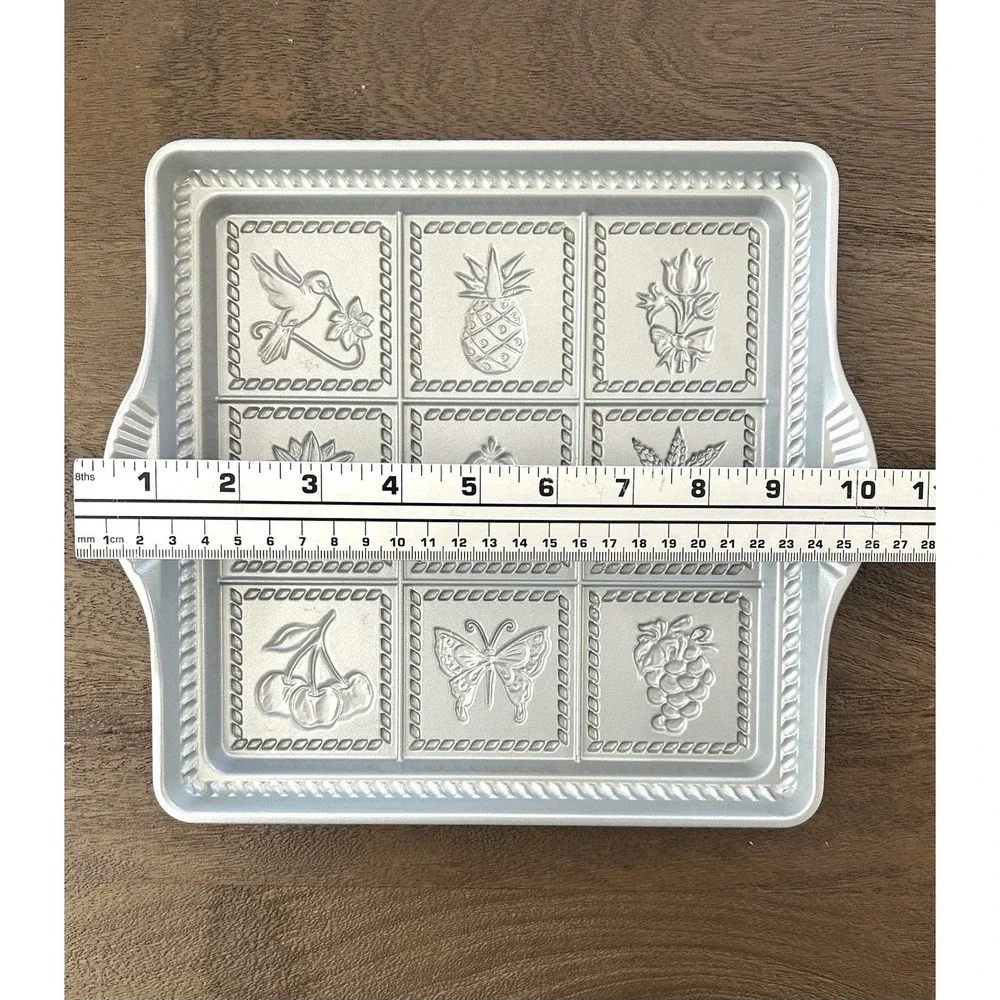 Nordic Ware English Shortbread Pan 9x9 Fruit Flower Hummingbird Butterfly USA